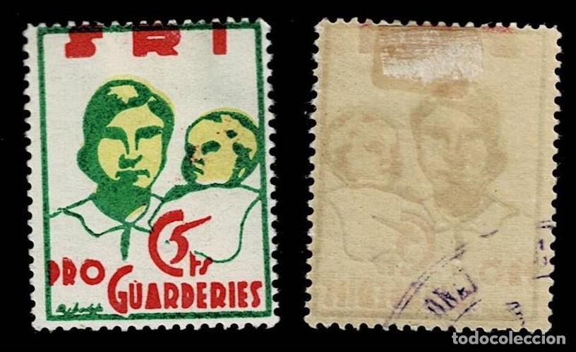 Briefmarken: Guerra Civil GG 1600 S.R.I. PRO GUARDERIES Valor 5cts. Color MULTICOLOR Se&ntilde;al de fijasellos Ver.