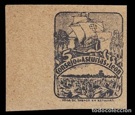 Stamps: 0022- 2 Guerra Civil Consejo de ASTURIAS Y LEON CAMBIOS DE COLOR Fesofi tipo n&ordm; 6 Color PIZARRA Pape