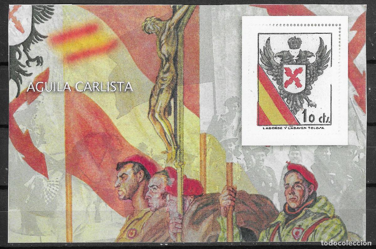 Sellos: &Aacute;GUILA CARLISTA ~ EMISION NACIONAL ~ DIARIO EL MUNDO, LA GUERRA CIVIL