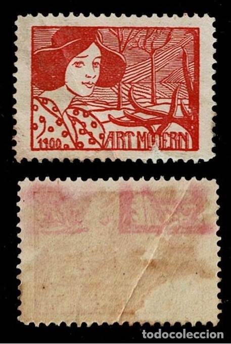 Selos: VN3-46-4-4 Vi&ntilde;eta Catalanista Nacionalistas Separatistas ART MODERN A&ntilde;o 1900 Color ROJO