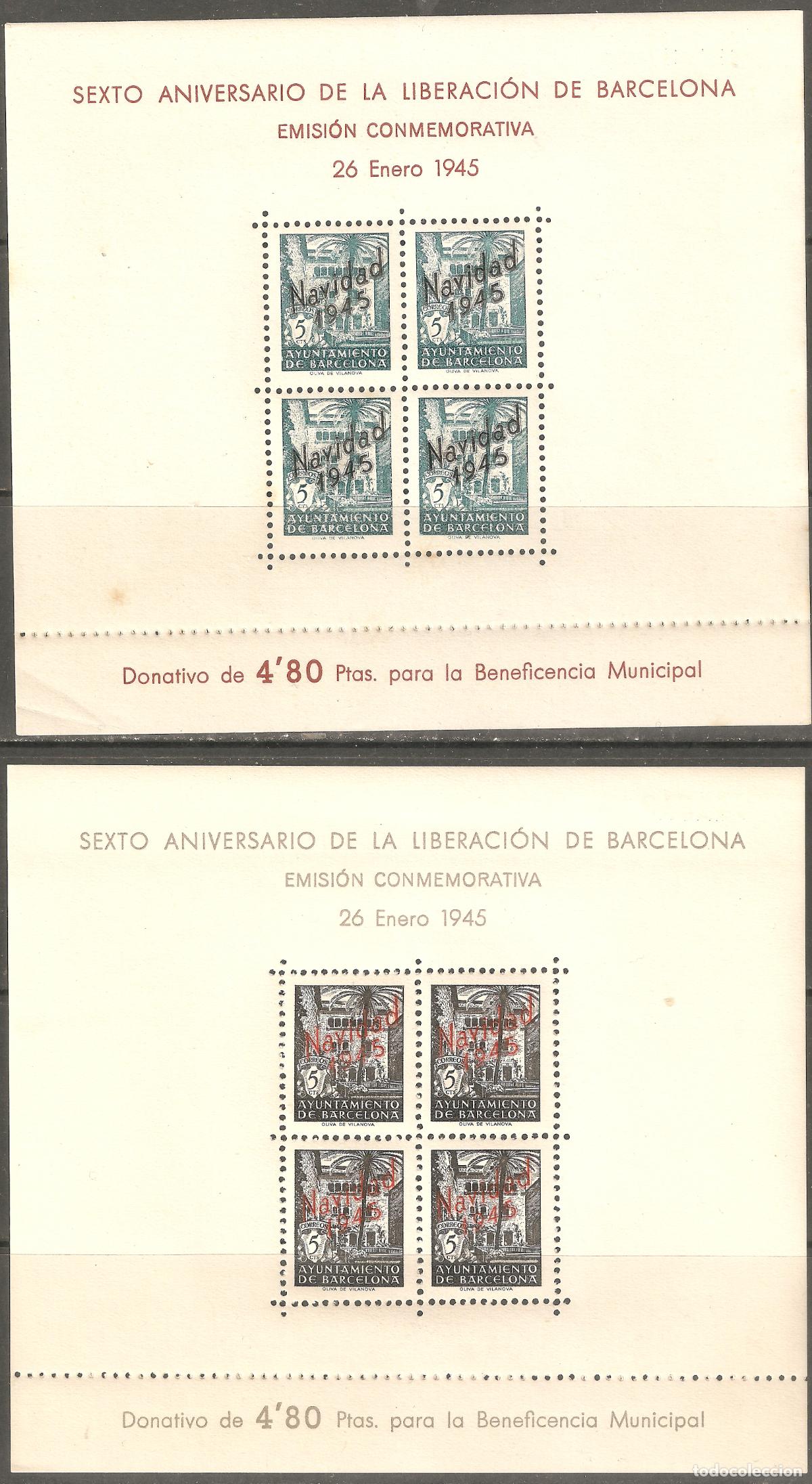 Timbres: 1945 BARCELONA HOJITAS EDIFIL NE 29/30** SIN FIJASELLOS