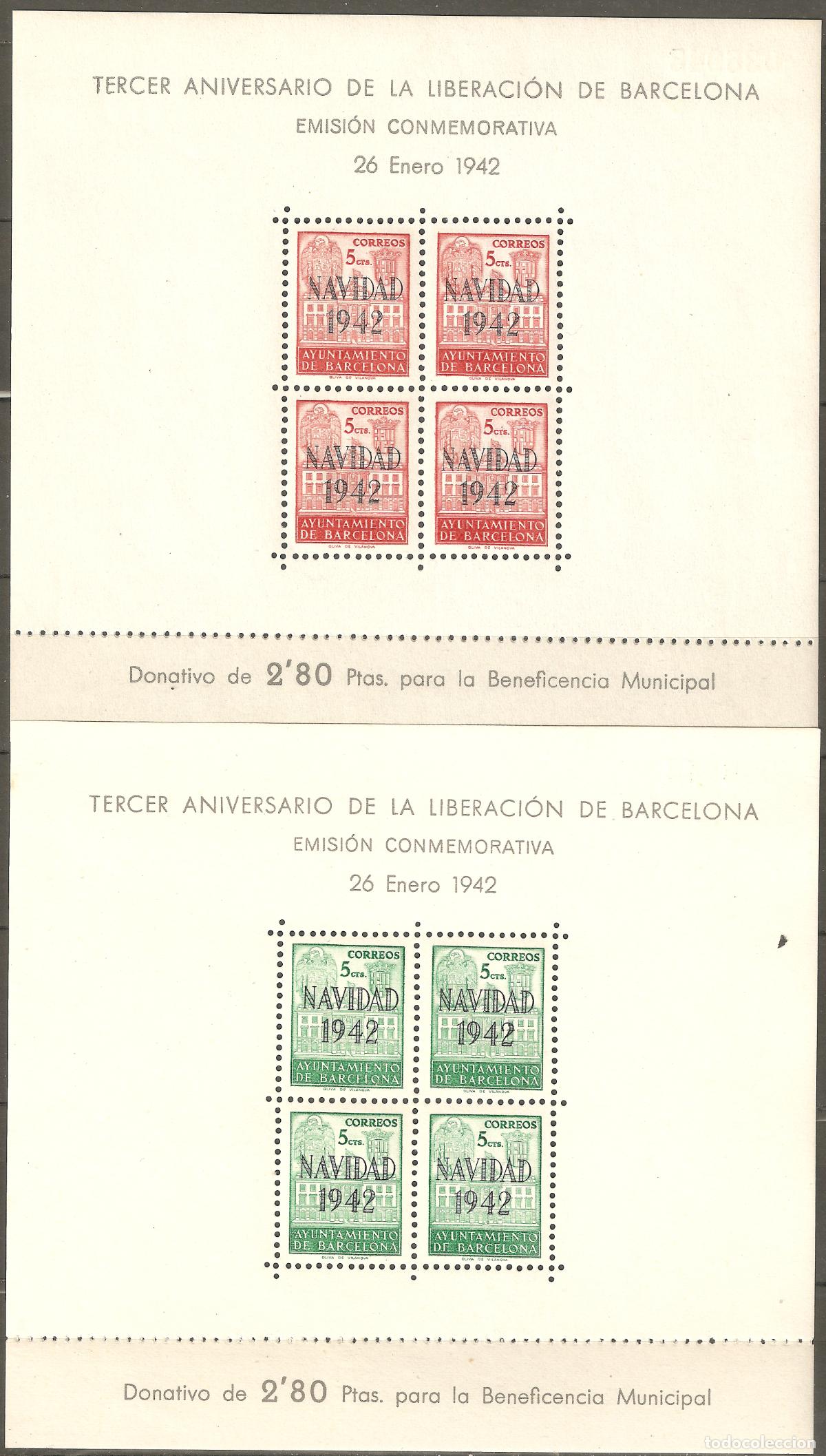 Timbres: 1942 BARCELONA HOJITAS EDIFIL 40/41** SIN FIJASELLOS