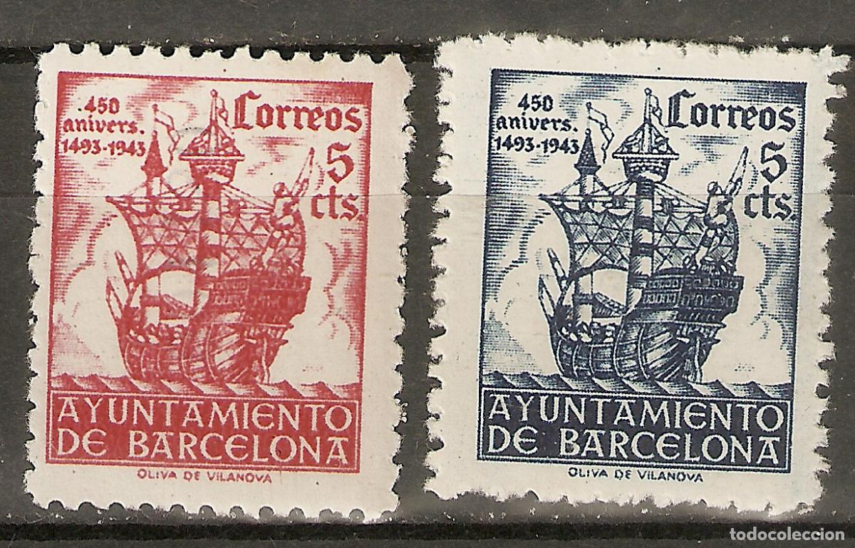 Timbres: BARCELONA 1943 EDIFIL 49/50** SIN FIJASELLOS