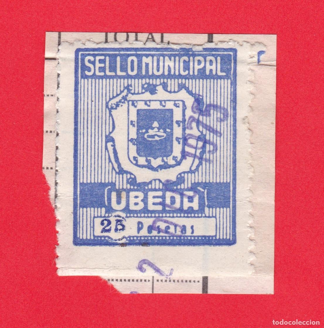 Sellos: Ayuntamiento &Uacute;beda (Ja&eacute;n). Vi&ntilde;etas municipal. Sello Timbre de 25 Pesetas