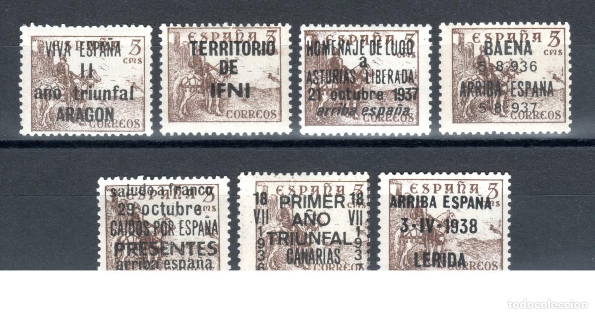 Sellos: SELLOS PATRI&Oacute;TICOS. LOTE DE 7 SELLOS CON DISTINTAS SOBRECARGAS. MNH **