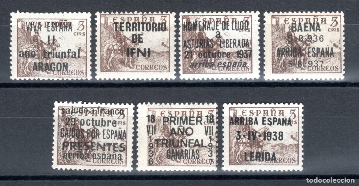 Sellos: SELLOS PATRI&Oacute;TICOS. LOTE DE 7 SELLOS CON DISTINTAS SOBRECARGAS. MNH **