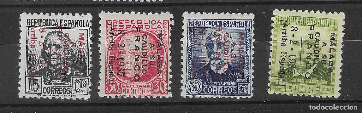 Briefmarken: LOCALES Y PATRIOTICOS 1937 MALAGA EDIFIL 33/36** SIN FIJASELLOS
