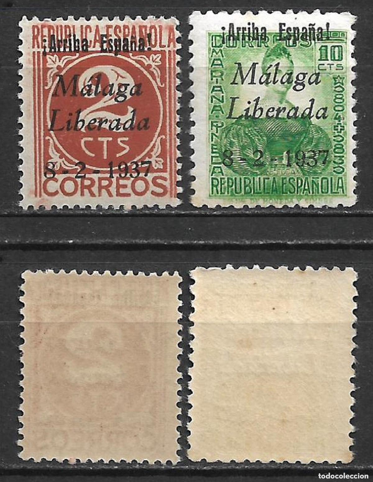 Sellos: espa&ntilde;a guerra civil malaga 2+10 cts ** mnh - 1/15
