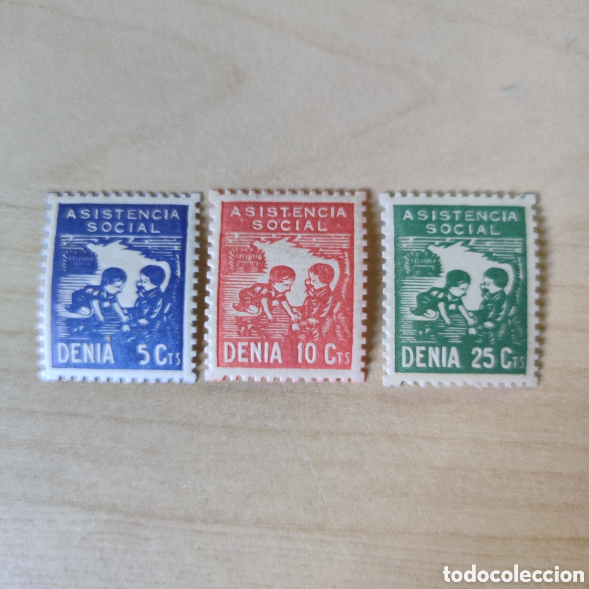 Sellos: a52 Alicante Denia asistencia social Allepuz 48 50 51 tipo III GG487 488 489