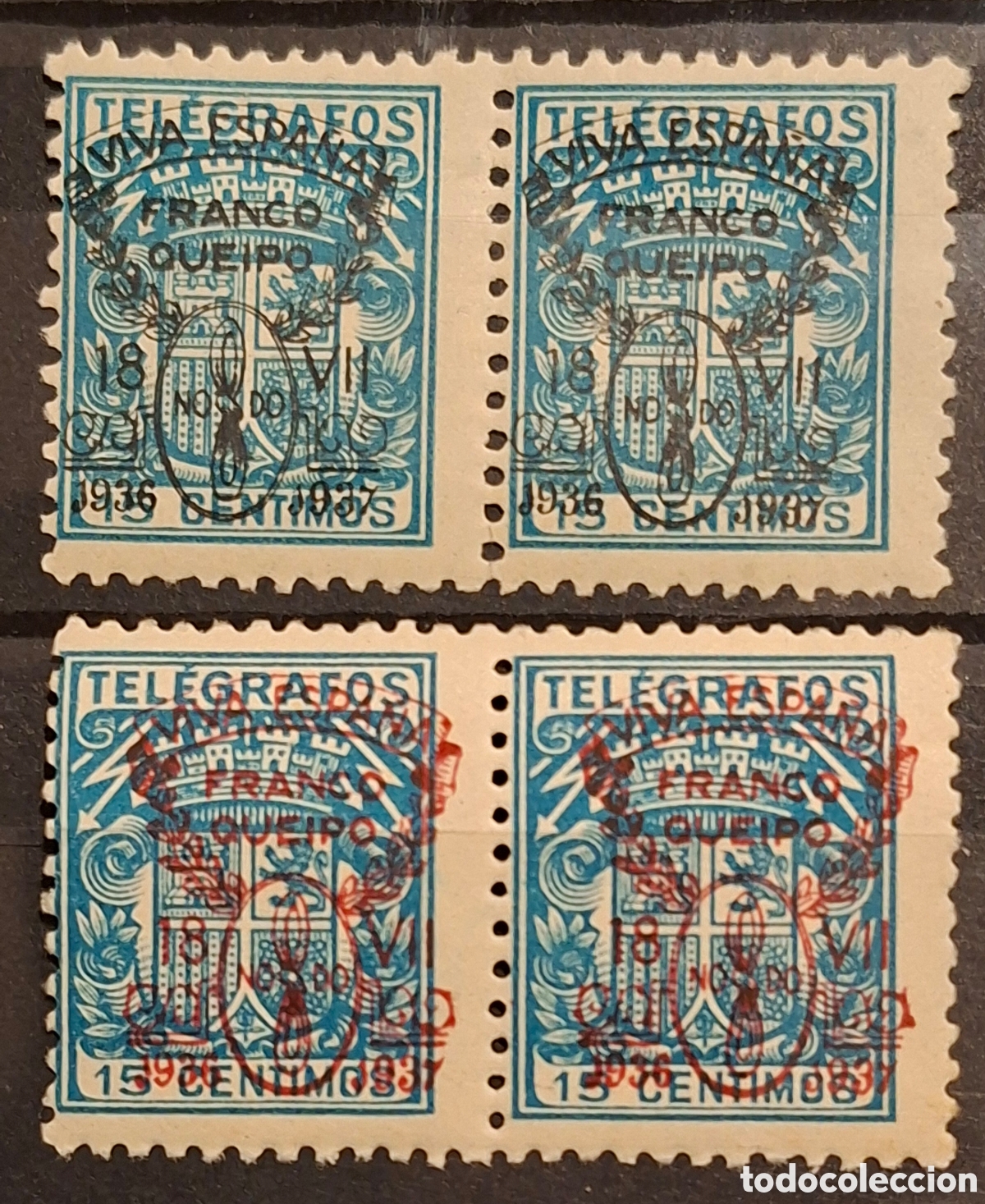 Sellos: Sellos Emisiones Patrioticas Sevilla Sobrecarga Negro y rojo MNH