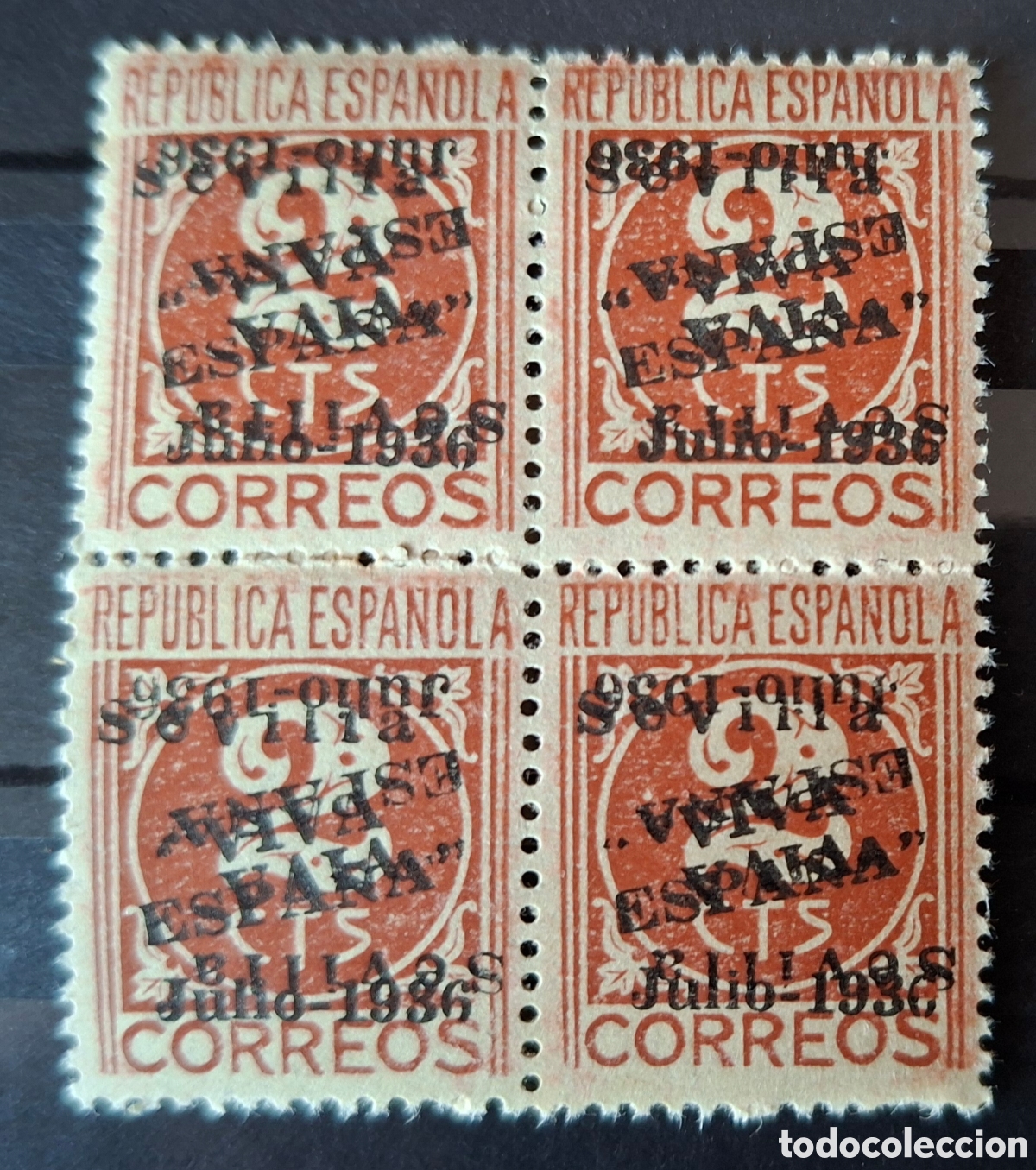 Sellos: Emisiones Patrioticas Sellos Sevilla error doble sobrecarga 1 invertida