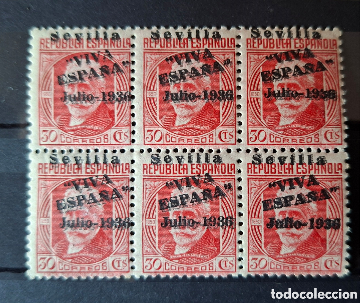 Sellos: Emisiones locales Patrioticas Sevilla doble sobrecarga Calcado MNH