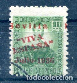Sellos: Edifil 21 hcc de patri&oacute;ticos de Sevilla. Variedad, sobrecarga roja. Nuevo sin goma.