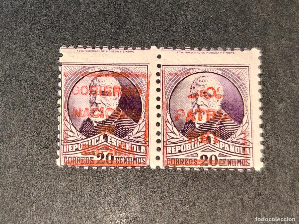 Sellos: Espa&ntilde;a sellos MONDRAGON Guerra Civil GOBIERNO NACIONAL ESPA&Ntilde;A edifil 666 rojo sellos nuevos**/*