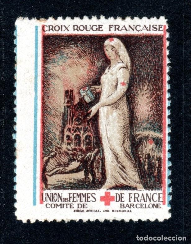 Sellos: CROIX ROUGE FRAN&Ccedil;AISE. UNION DES FEMMES DE FRANCE. COMIT&Eacute; DE BARCELONE. RAR&Iacute;SIMO. (SALIDA: 0,01 &euro;).