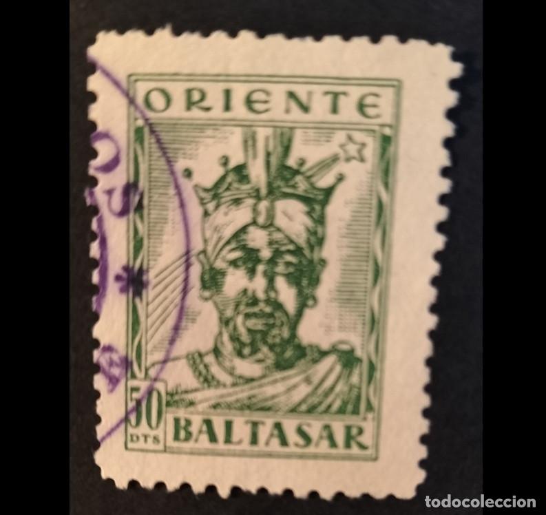 Sellos: (LOT-10) Vi&ntilde;etas usadas Reyes Magos Oriente Baltaser vi&ntilde;eta usada Espa&ntilde;a