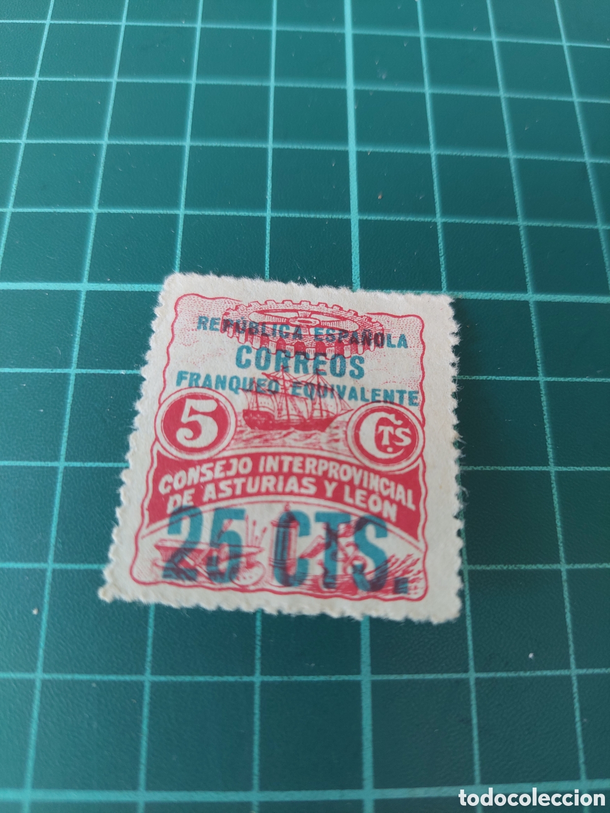 Sellos: GUERRA CIVIL ESPA&Ntilde;A CIBSEJO INTERPROVINCIAL ASTURIAS Y LEON 25 CTS CORREOS FRANQUEO NUEVO CHARNELA