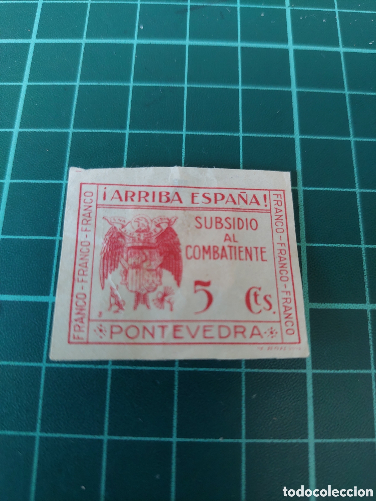 Sellos: PONTEVEDRA GUERRA CIVIL ARRIBA ESPA&Ntilde;A SUBSIDOO AL COMBATIENTES 5 CTS FRANCO !FRANCO!