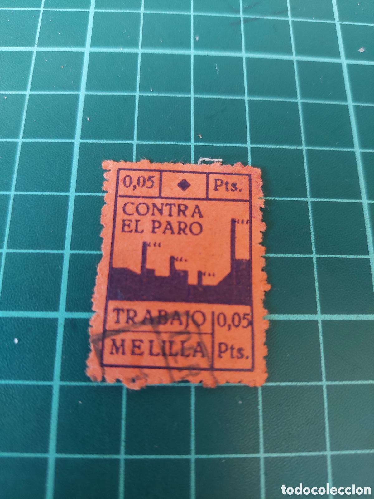 Sellos: MELILLA CONTRA PARO.TRSBAJO 0.05 PTAS INDUSTRIA FABRICAS GUERRA CIVIL ESPA&Ntilde;A