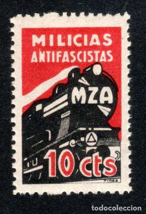 Sellos: MILICIAS ANTIFASCISTAS. TREN MZA (MADRID-ZARAGOZA-ALICANTE). ALLEPUZ 2034. MUY RARO. MNH **