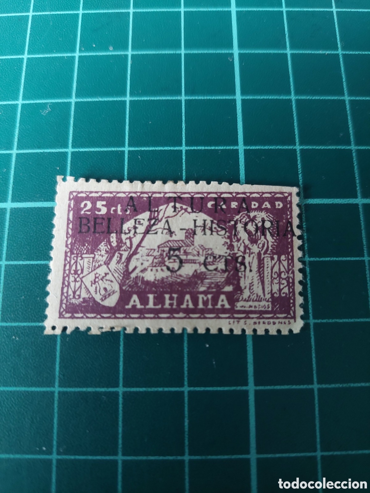 Sellos: 1937 ALHAMA GRANADA GUERRA CIVIL ESPA&Ntilde;OLA HABILITADO 5 CTS