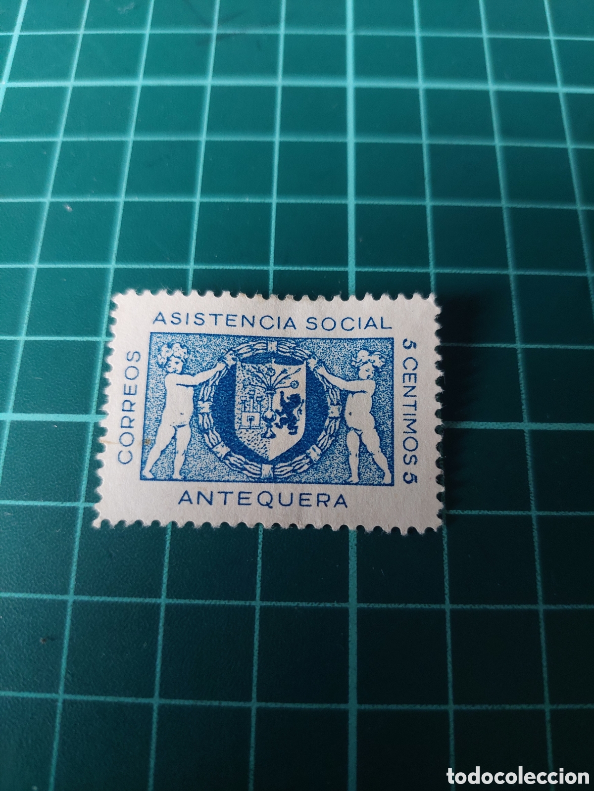 Sellos: ANTEQUERA ASISTENCIA SOCIAL 5 CTS NUEVOS ESCUDO M&Aacute;LAGA ni&ntilde;o infantil