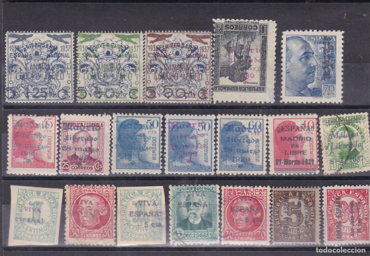 Sellos: SS23-Guerra Civil .Locales Patri&oacute;ticos x 19 Sellos. FALSOS FILATELICOS
