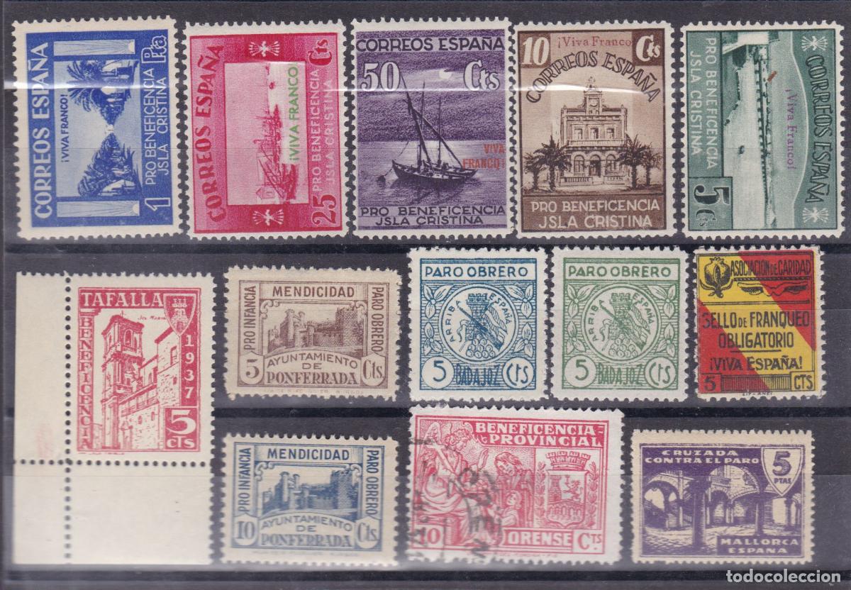 Sellos: SS24-Guerra Civil .Lote 13 Vi&ntilde;etas NUEVAS ** Sin Fijasellos. (una usada)