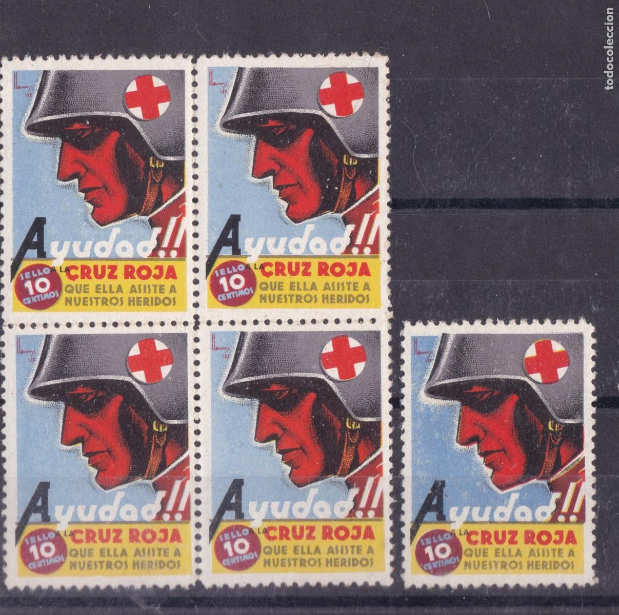 Sellos: SS35- Guerra Civil VI&Ntilde;ETAS CRUZ ROJA B4+1 ** Sin Fijasellos