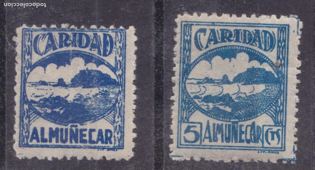 Sellos: SS4- Guerra Civil Vi&ntilde;etas Locales Caridad ALMU&Ntilde;ECAR x 2 Nuevas **/* VARIEDAD