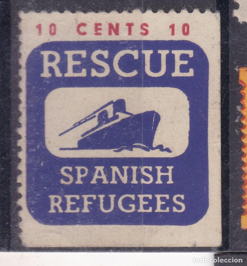 Sellos: SS4- Guerra Civil Vi&ntilde;eta RESCUE SPANISH REFUGEES * Valor en Rojo