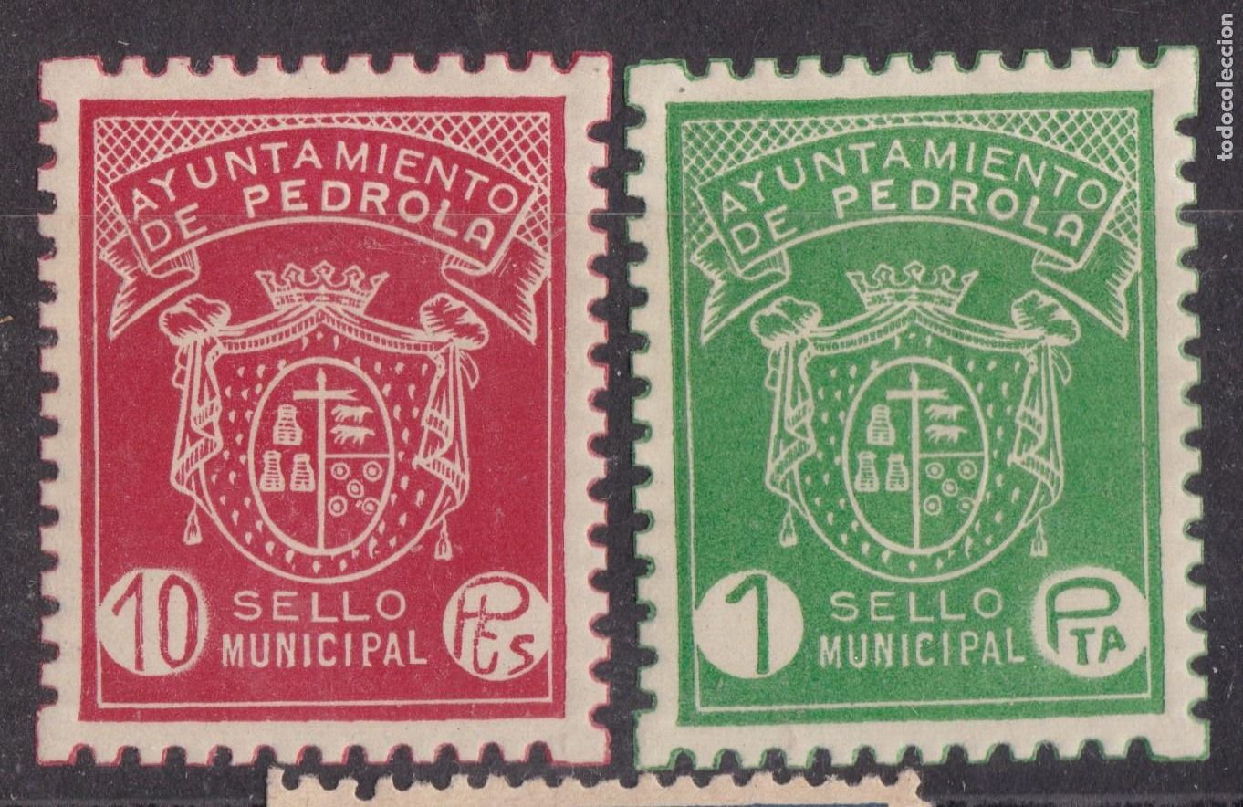 Sellos: SS5- Fiscales Locales Ayuntamiento PEDROLA (Zaragoza) 1 y 10 Ptas ** Sin Fijasellos .LUJO