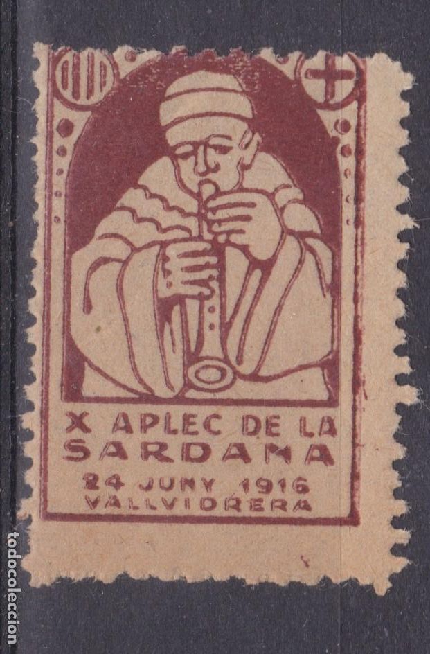 Sellos: SS6- Vi&ntilde;eta Catalanista X APLEC de la SARDANA Vallvidrera * Casta&ntilde;o Lila