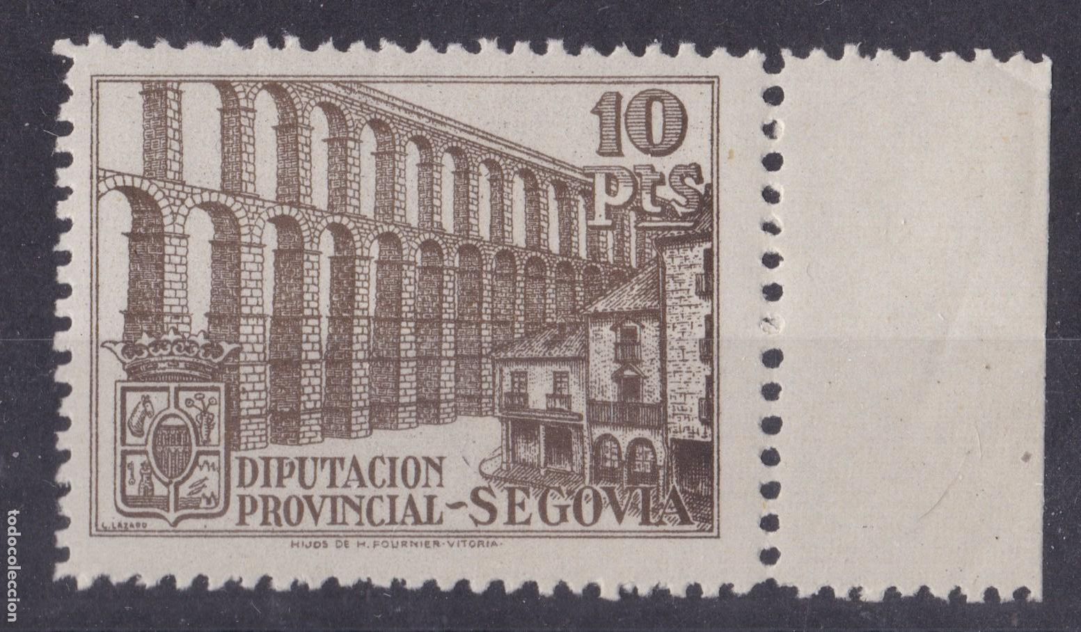 Sellos: SS36-FISCALES LOCALES Diputaci&oacute;n SEGOVIA 10 Ptas . Fournier ** Sin Fijasellos LUJO