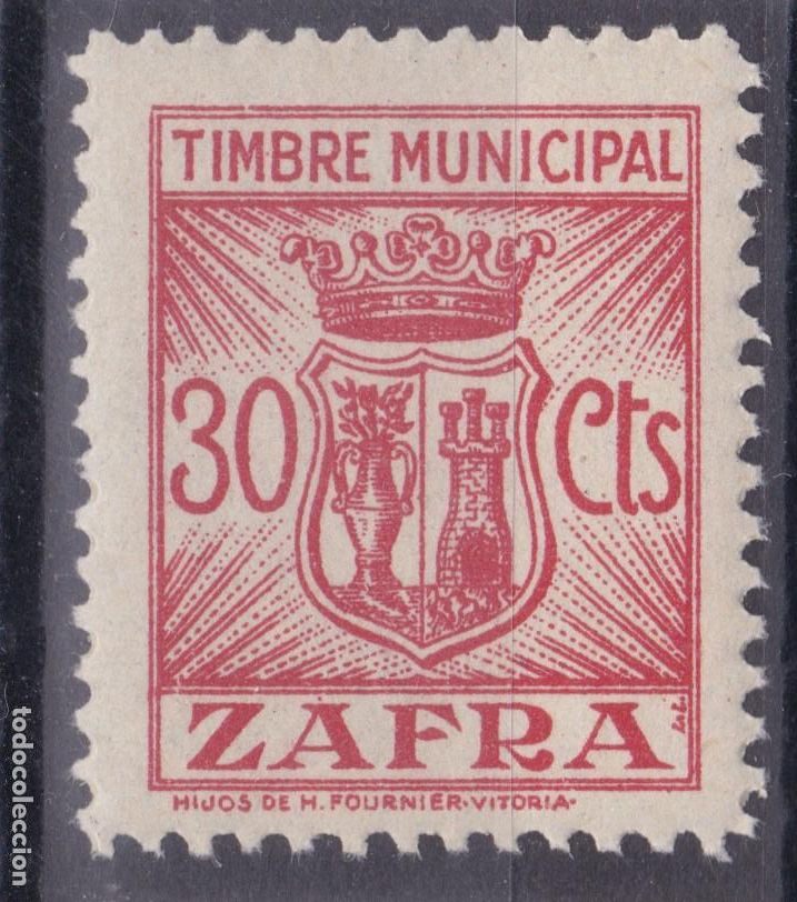 Sellos: SS44-FISCALES LOCALES Timbre Municipal ZAFRA 30 Cts ** Sin Fijasellos. LUJO