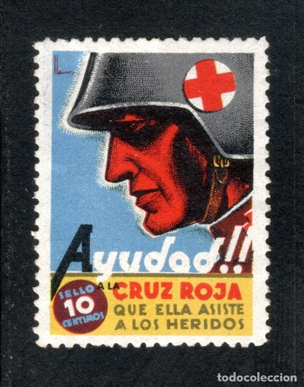 Sellos: AYUDAD A LA CRUZ ROJA QUE ELLA ASISTE *A LOS HERIDOS*. ALLEPUZ 2204.