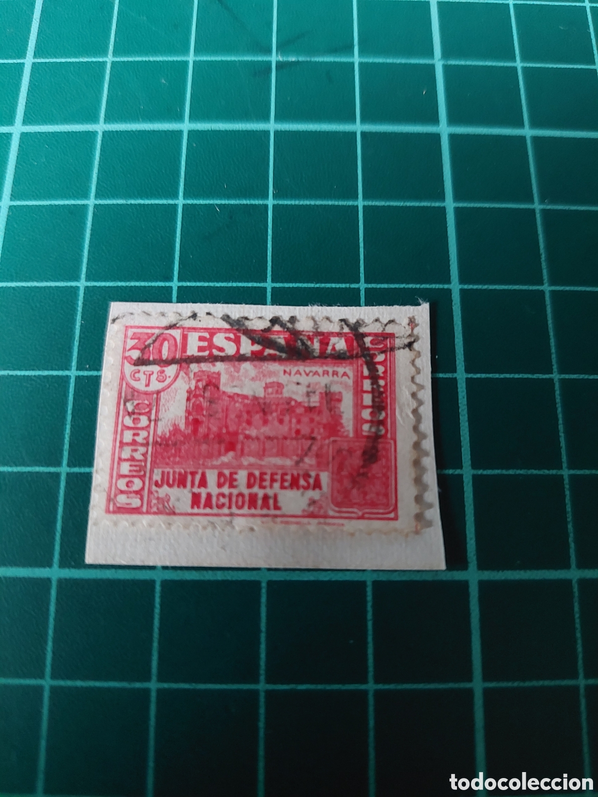 Sellos: NAVARRA JUNTA DE DEFENSA ESPA&Ntilde;A GUERRA CIVIL ESPA&Ntilde;A 30 CTS USADA LUJO ARQUITECTURA