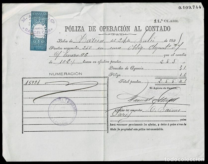 Sellos: L26-9 FISCAL PARA POLIZAS 10C. AZUL DOCUMENTO PARA POLIZA DE OPERACION AL CONTADO