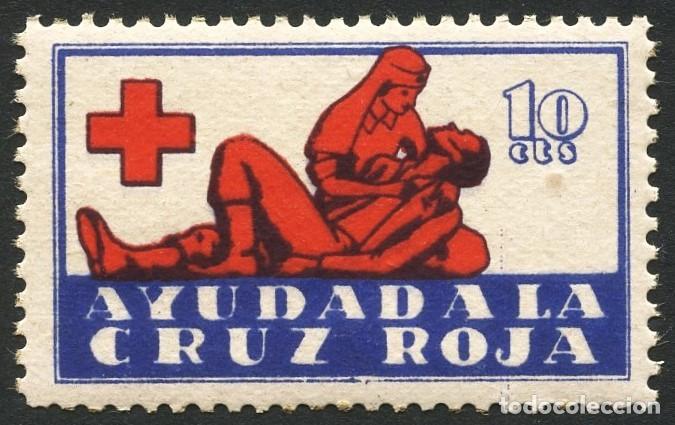 Sellos: GUERRA CIVIL, VI&Ntilde;ETA, AYUDAD A LA CRUZ ROJA, VALOR: 10 C&Eacute;NTIMOS