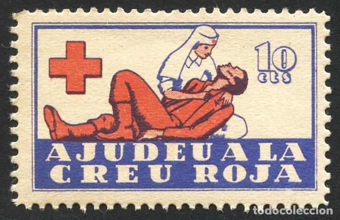 Sellos: GUERRA CIVIL, VI&Ntilde;ETA, AJUDEU A LA CRUZ ROJA, VALOR: 10 C&Eacute;NTIMOS