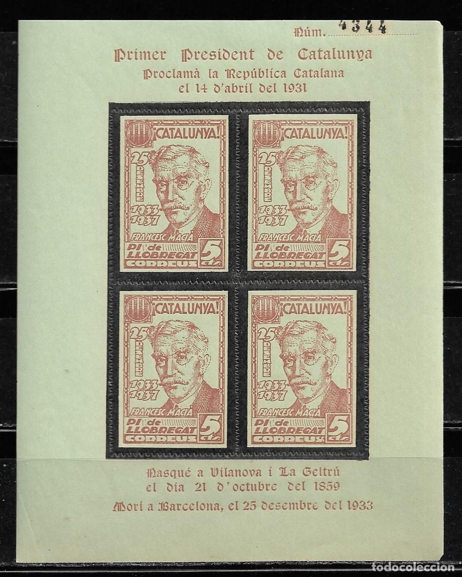 Sellos: ESPA&Ntilde;A GUERRA CIVIL 1937, PI I LLOBREGAT - HB. PRESIDENTE FRANCESC MACI&Aacute; EN COLOR ROJO.. MNH.