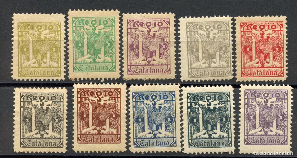 Sellos: CATALU&Ntilde;A 1898 - 1910. REGI&Oacute; CATALANA. CAT&Aacute;LOGO S. NATHAN N&ordm; 25. SERIE B&Aacute;SICA 10 VALORES