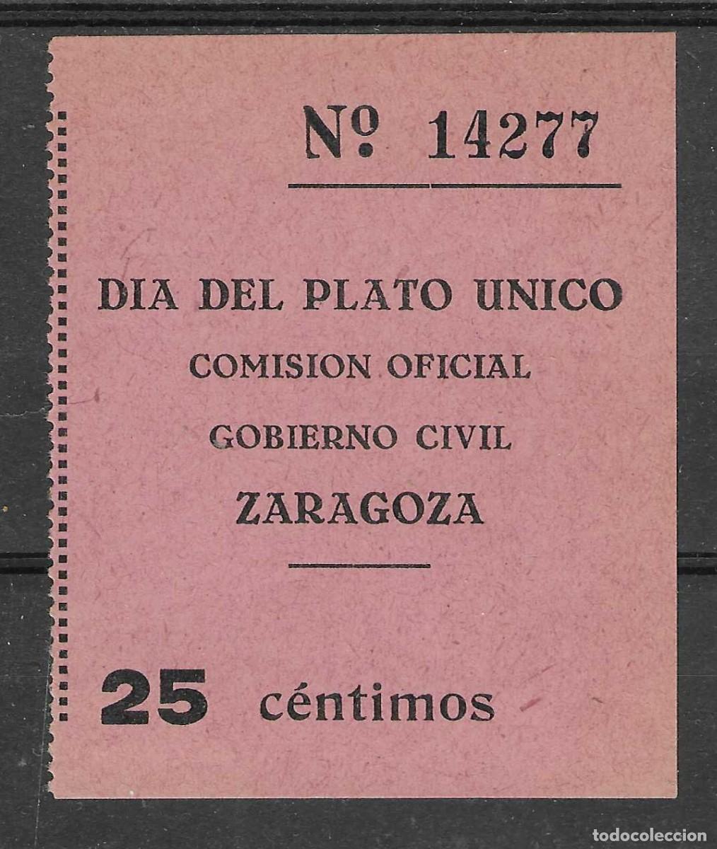 Sellos: ZARAGOZA,- 25 CTS.- N/C--DIA DEL PLATO UNICO.- VER FOTOS