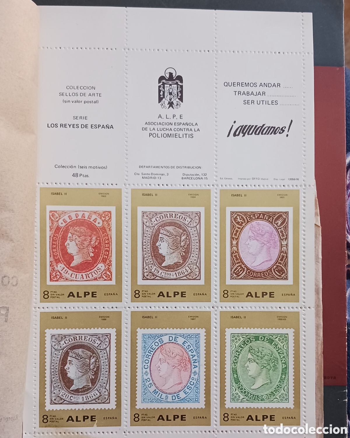 Sellos: Alpe. Colecci&oacute;n de 12 sellos Los reyes de Espa&ntilde;a. 6 modelos. 8 ptas. Vell i Bell.