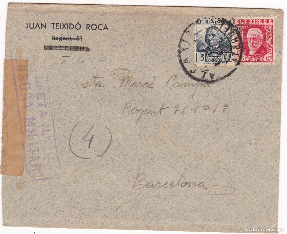 Sellos: F6-72- Guerra Civil Carta desde el Frente TORRECILLAS de ALCA&Ntilde;IZ 1937. Censura . Interesante TEXTO