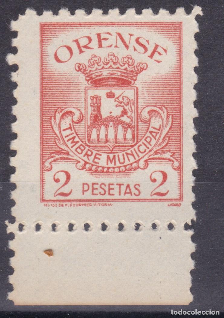 Sellos: SS2- Fiscales Locales . Timbre Municipal ORENSE 2 Ptas ** Sin Fijasellos. LUJO