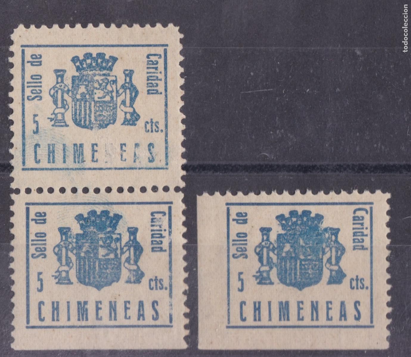 Sellos: SS41-Guerra Civil Vi&ntilde;etas Caridad CHIMENEAS x 3 ** Sin Fijasellos