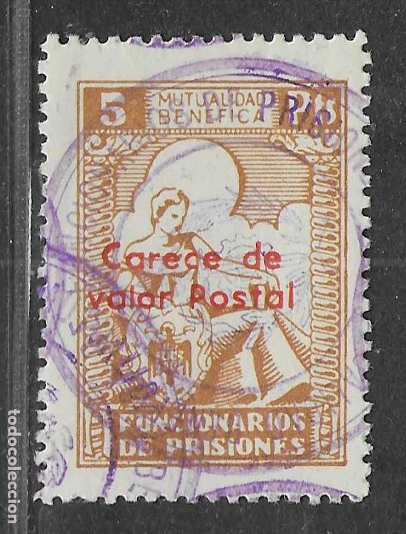 Sellos: CASTILLA LA NUEVA, 5 PTAS-MUTUALIDAD BENEFICA- FUNCIONARIOS DE PRISIONES - VER FOTOS