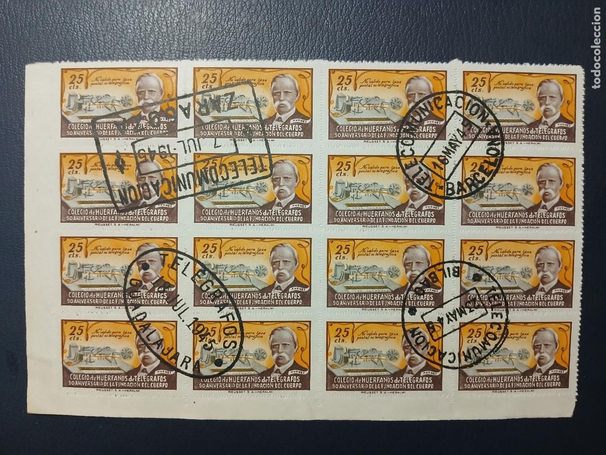 Sellos: COLEGIO HUERFANOS DE TELEGRAFOS 25 CTS