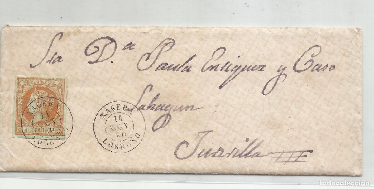 Sellos: CIRCULADA CON POEMA D AMOR ANONIMO 1860 DE NAJERA LOGRO&Ntilde;O A JOARILLA DE LAS MATAS POR SAHAGUN LEON
